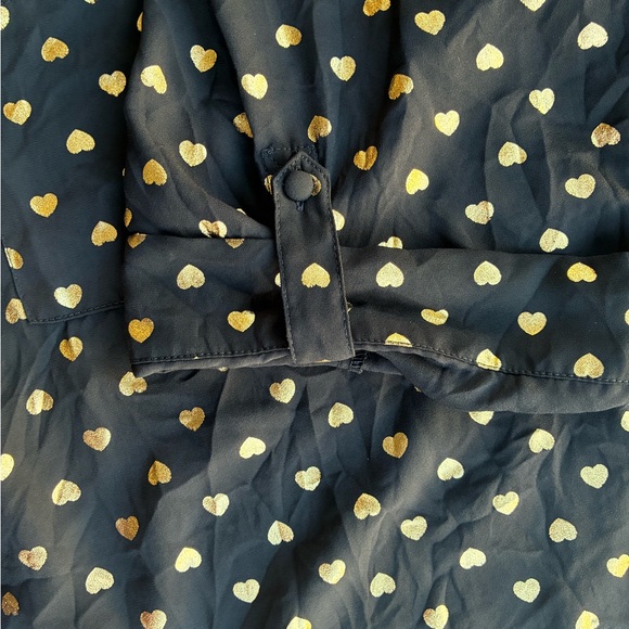 Torrid Gold Heart Print Harper Blouse Size 3 Plus Size Black - Picture 10 of 10